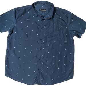 Mens 2XL Button Down Short Sleeve Shirt Molokia Surf Co Blue W White Lightning